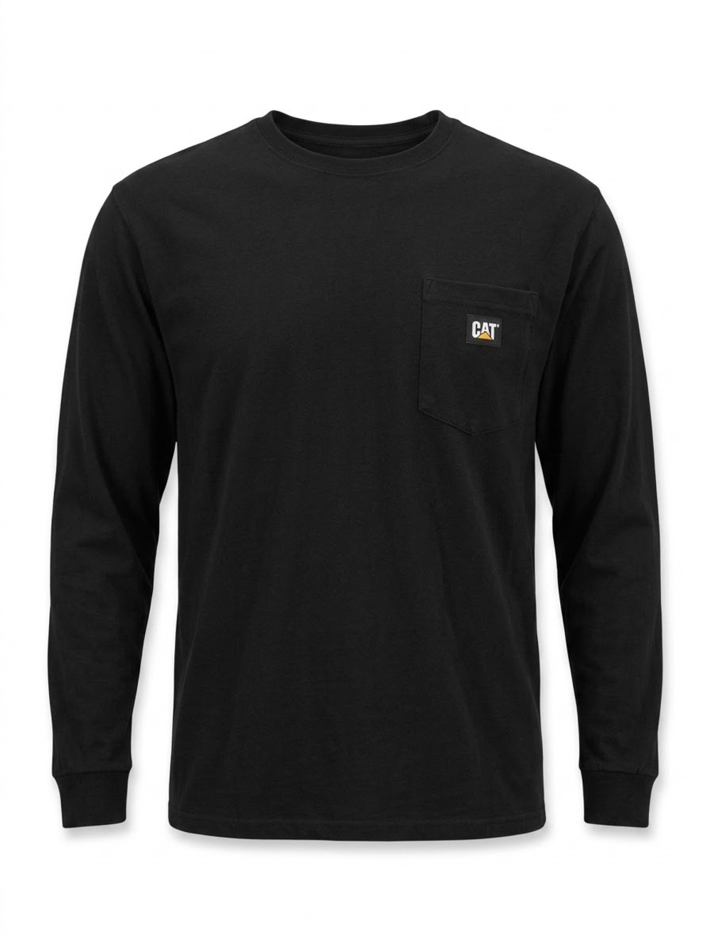 CAT Black Long Sleeve Pocket T-Shirt